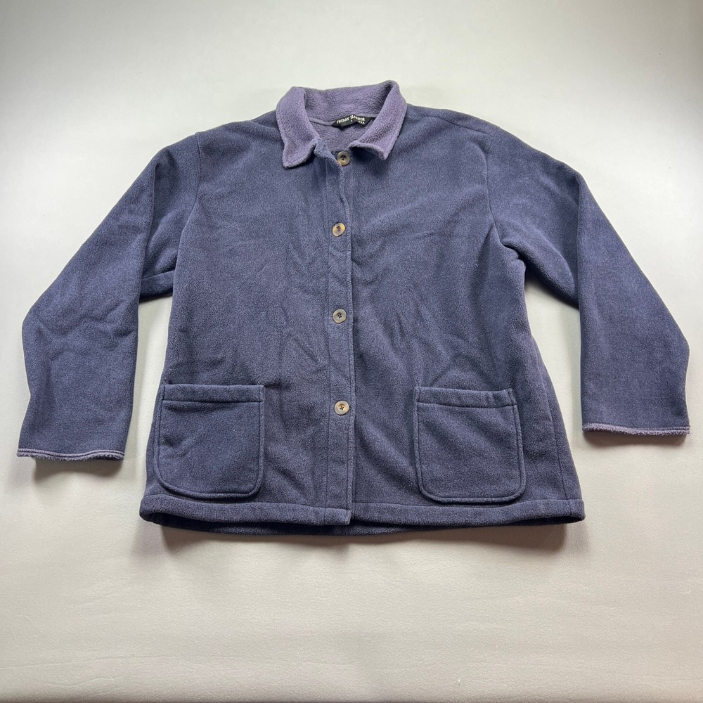 Friday Harbor Fleece Jacket Womens XL Purple Button Front Pockets Casual Warm
